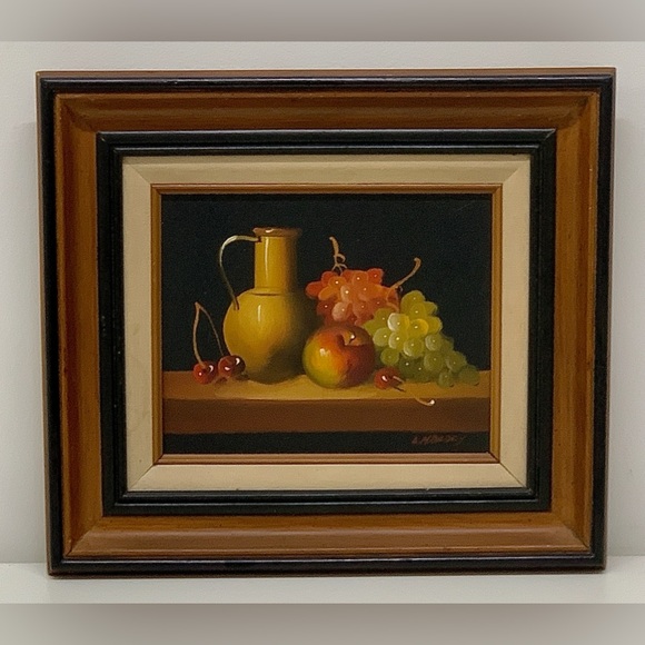 Vtg Original Oil on Canvas Wooden Framed L Habady Still Life Painting - Picture 2 of 13